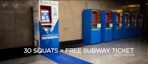 winter olympics promotion squats subway